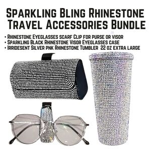 Black Glasses Holder with Rhinestones